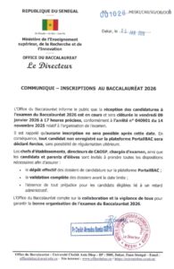 Communiqué-Inscriptions au Baccalauréat 2026